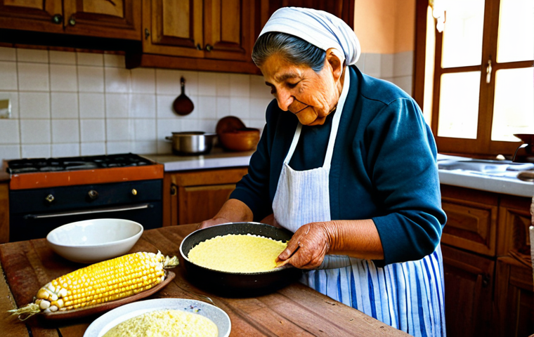 Traditional Preparation**

"A heartwarming scene of a Chilean grandmother in her modest kitchen, fully clothed in a traditional dress, carefully preparing Pastel de Choclo. She is surrounded by fresh corn, ground beef, and spices. The kitchen is rustic and filled with warm, natural light. safe for work, appropriate content, perfect anatomy, natural proportions, professional photography, high quality, family-friendly."

**